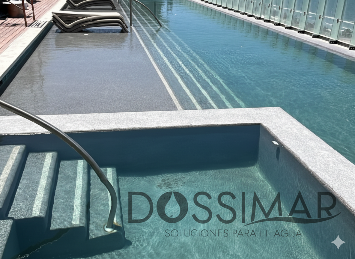 Mantenimiento y limpieza profesional de alberca de hotel